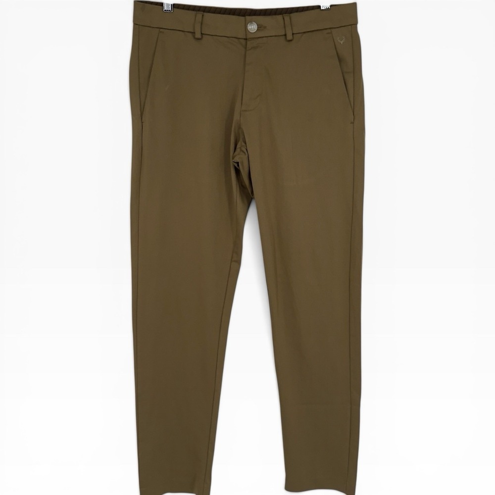 Allen Solly Men's 32 Crop Fit Chino Pants Brown 100% Polyester Tapered Modern